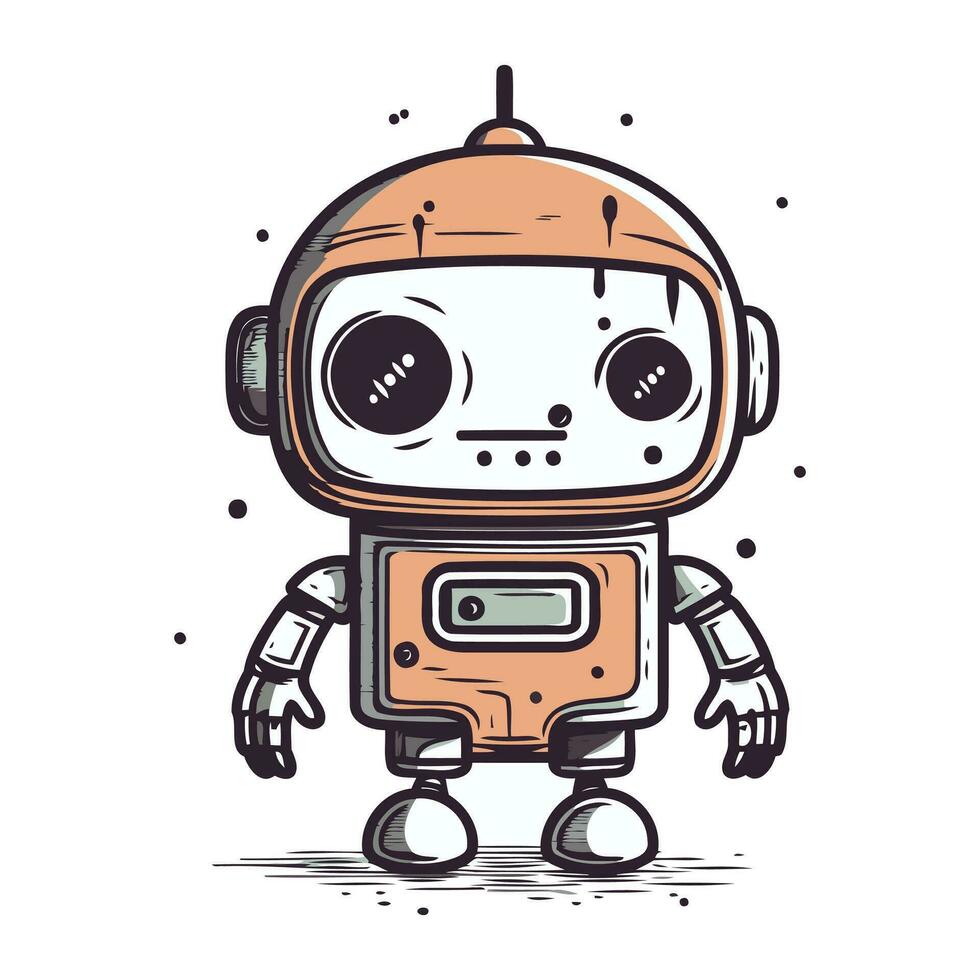 linda dibujos animados robot. vector ilustración. aislado en blanco antecedentes.