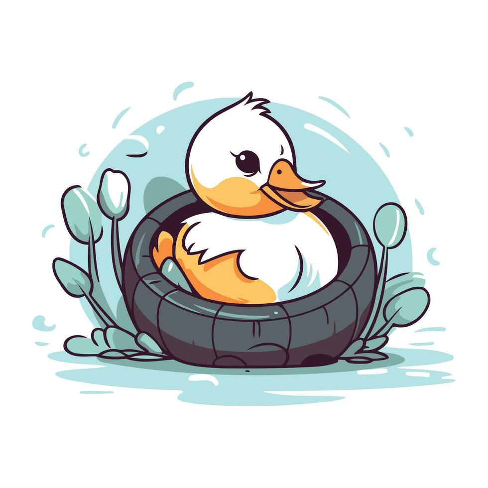 linda anadón en un nadando piscina. dibujos animados vector ilustración.