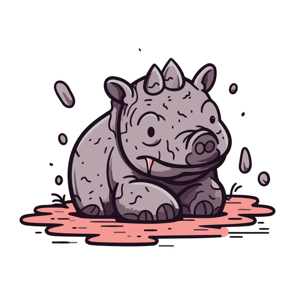 Cartoon hippo. Vector illustration of a cute hippo.