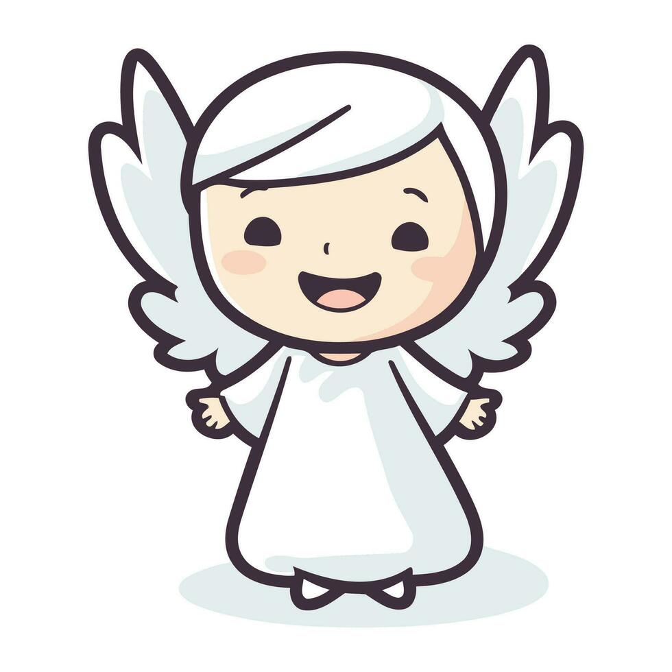 Cute Angel Character Vector Illustration. Cartoon Angel Character Design.