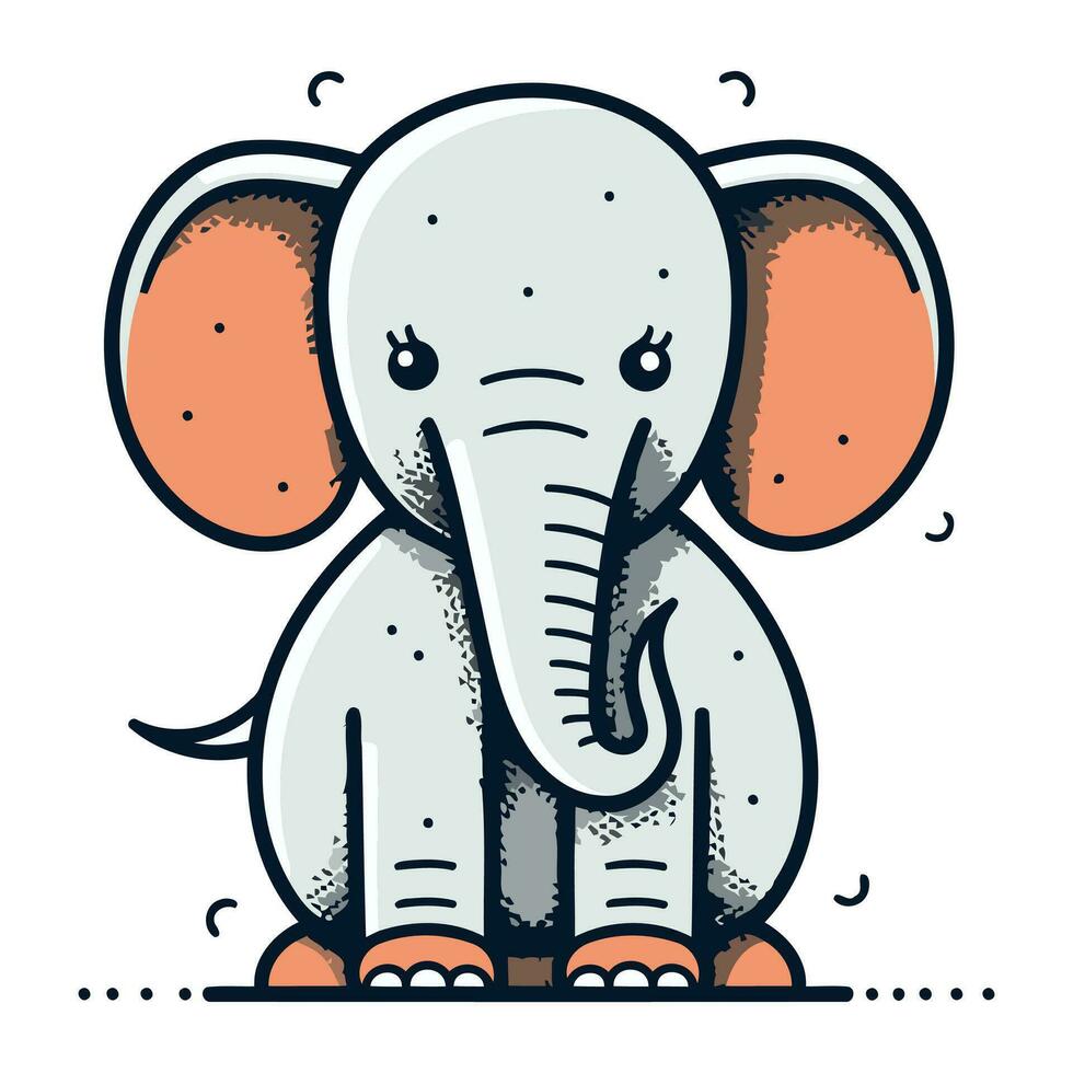 Cute cartoon elephant. Vector illustration isolated on a white background.