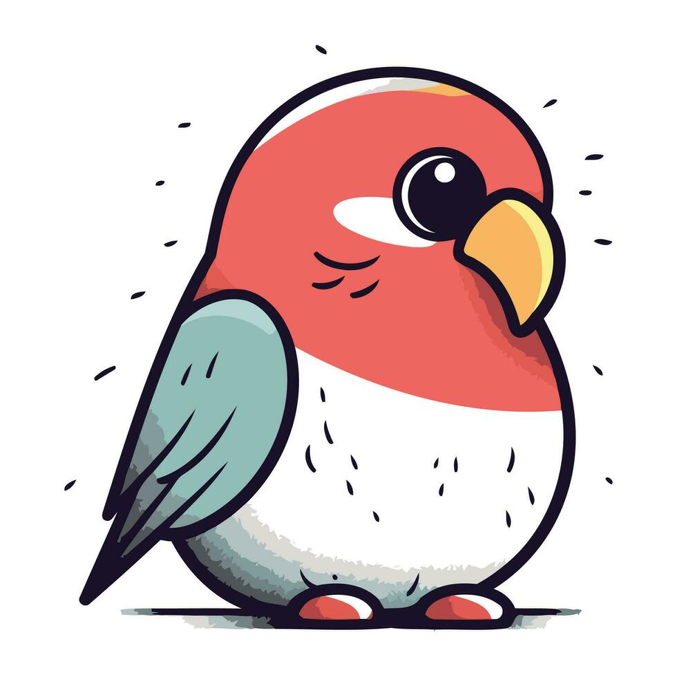 vector ilustración de un linda pequeño rojo pájaro aislado en blanco antecedentes.