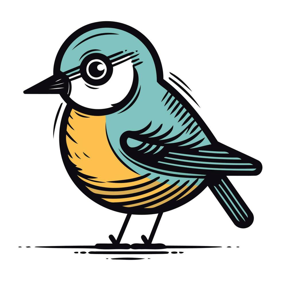 Titmouse isolated on white background. Hand drawn vector illustration.