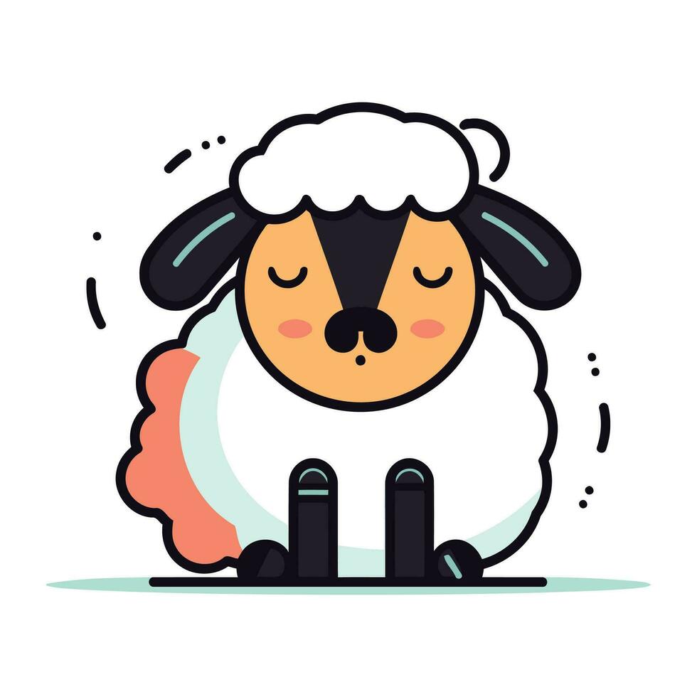 Sheep. Cute cartoon animal. Vector illustration in flat style