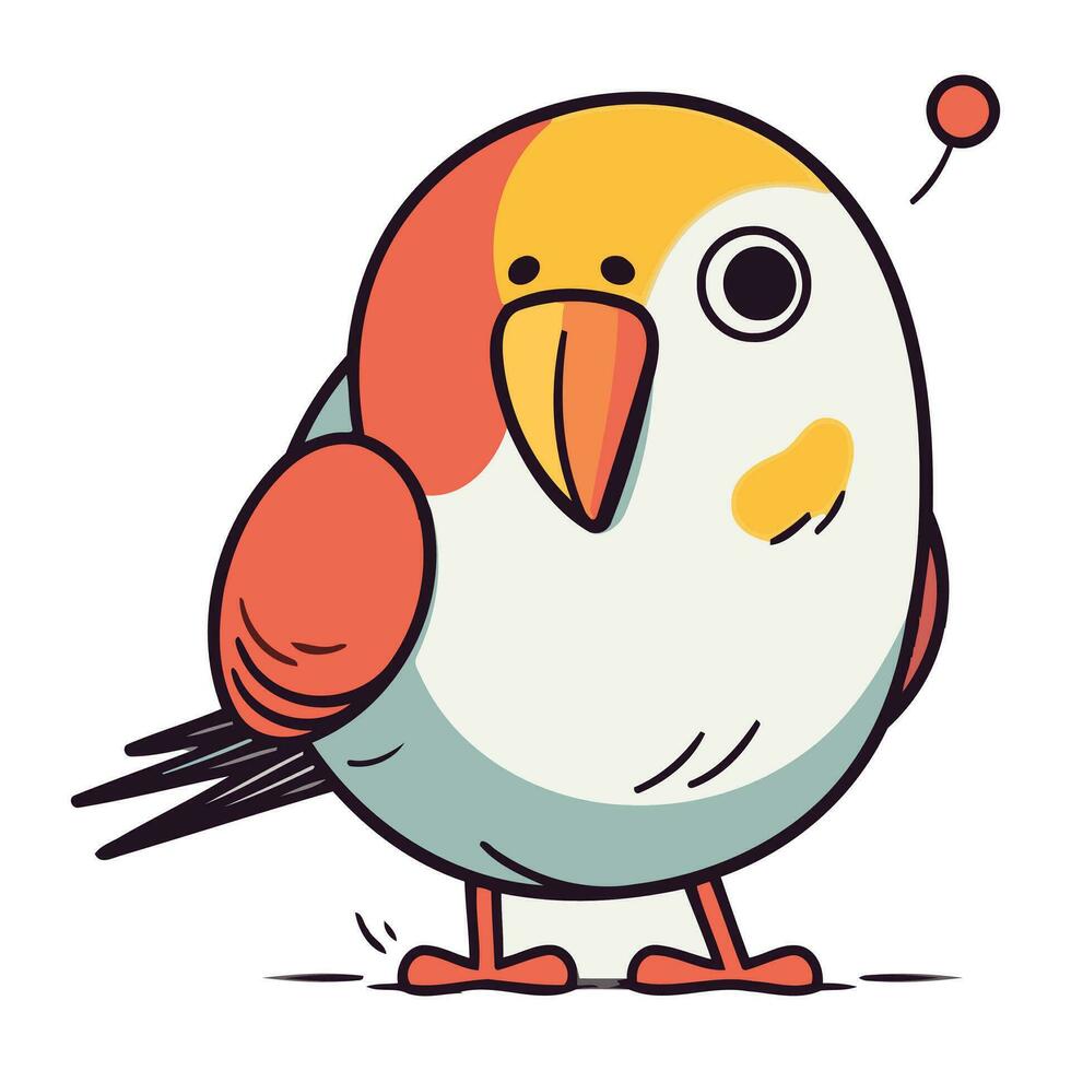 Cute cartoon parrot. Vector illustration isolated on white background.