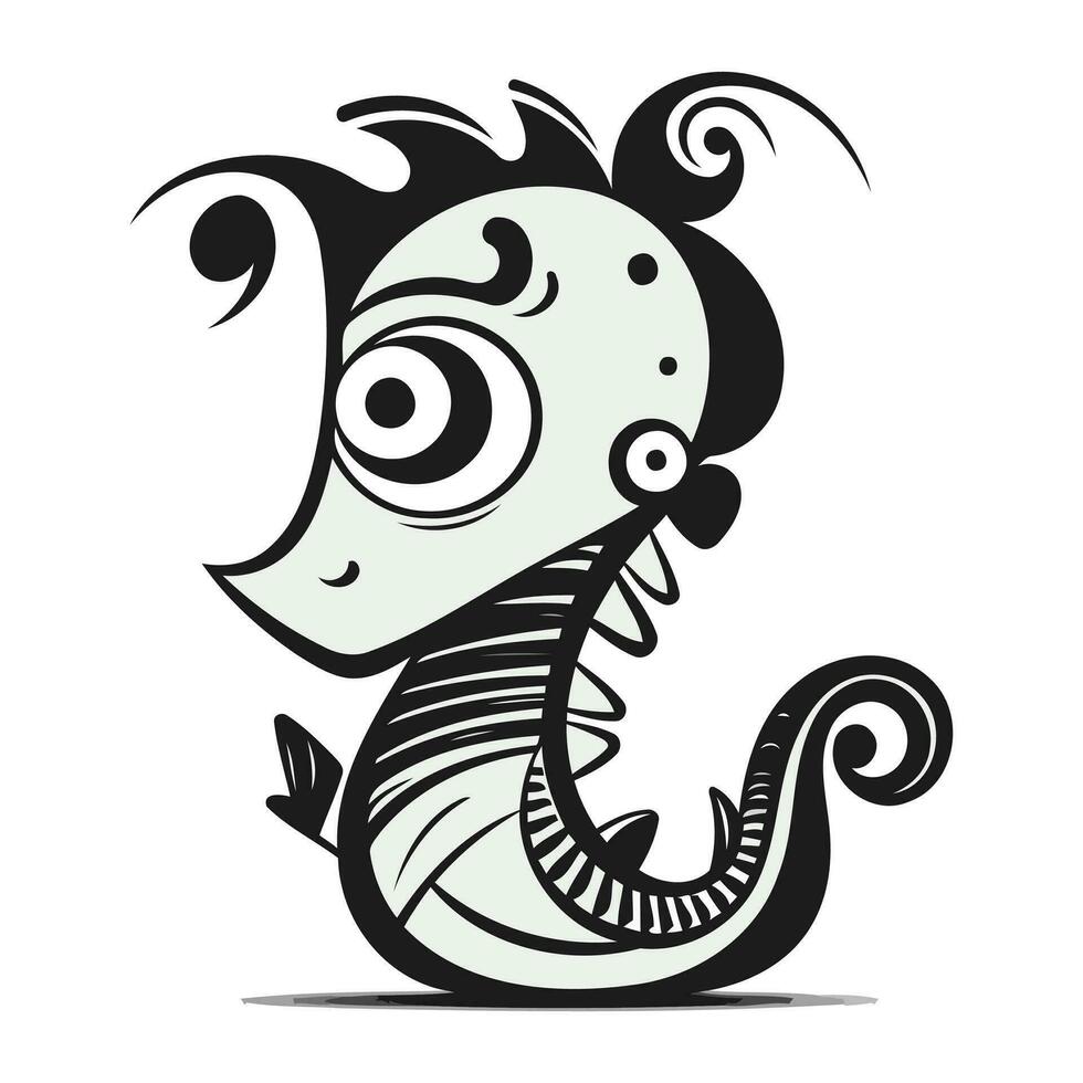 Cute cartoon seahorse isolated on white background. Vector illustration.