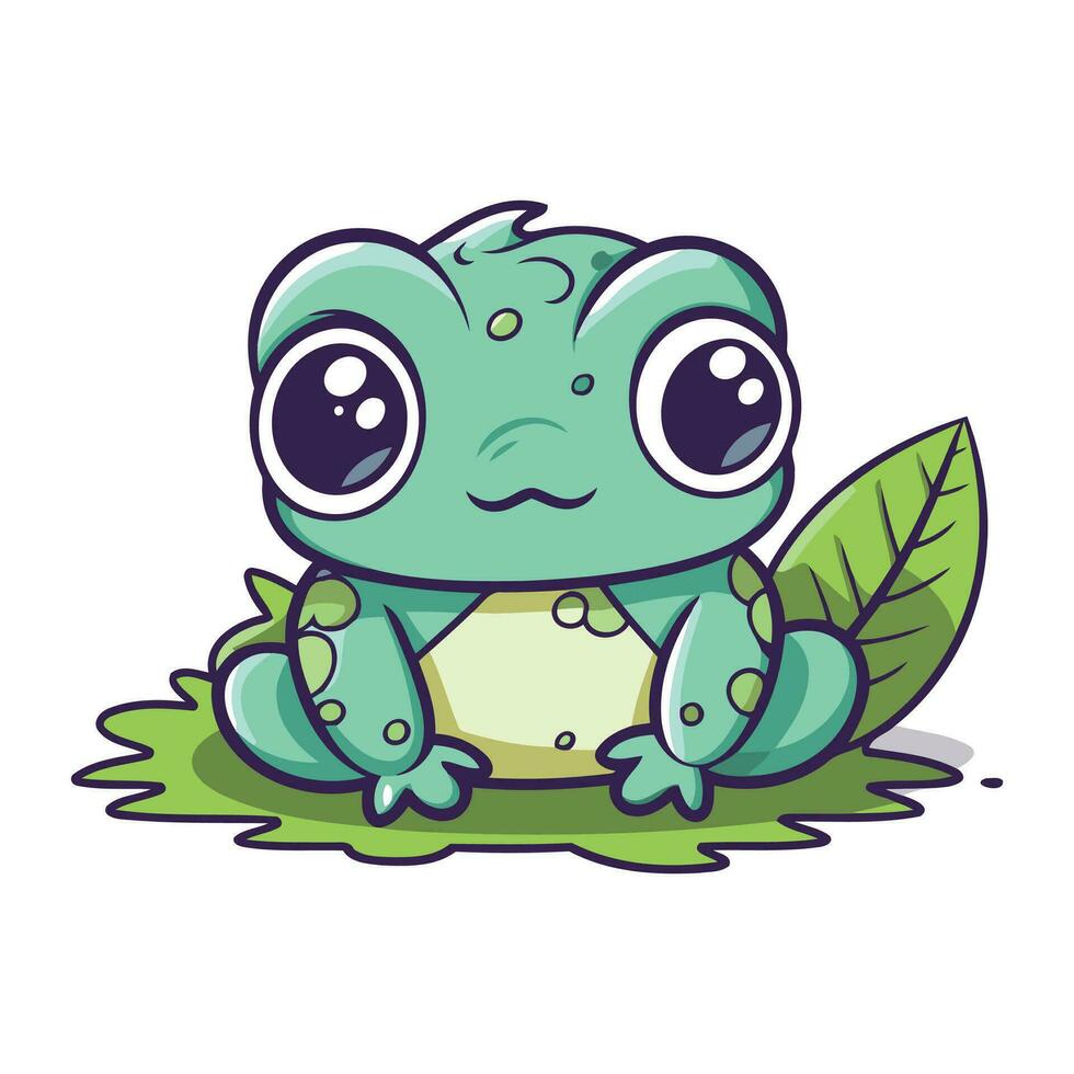 Frog cartoon character. Vector illustration of a cute cartoon frog.