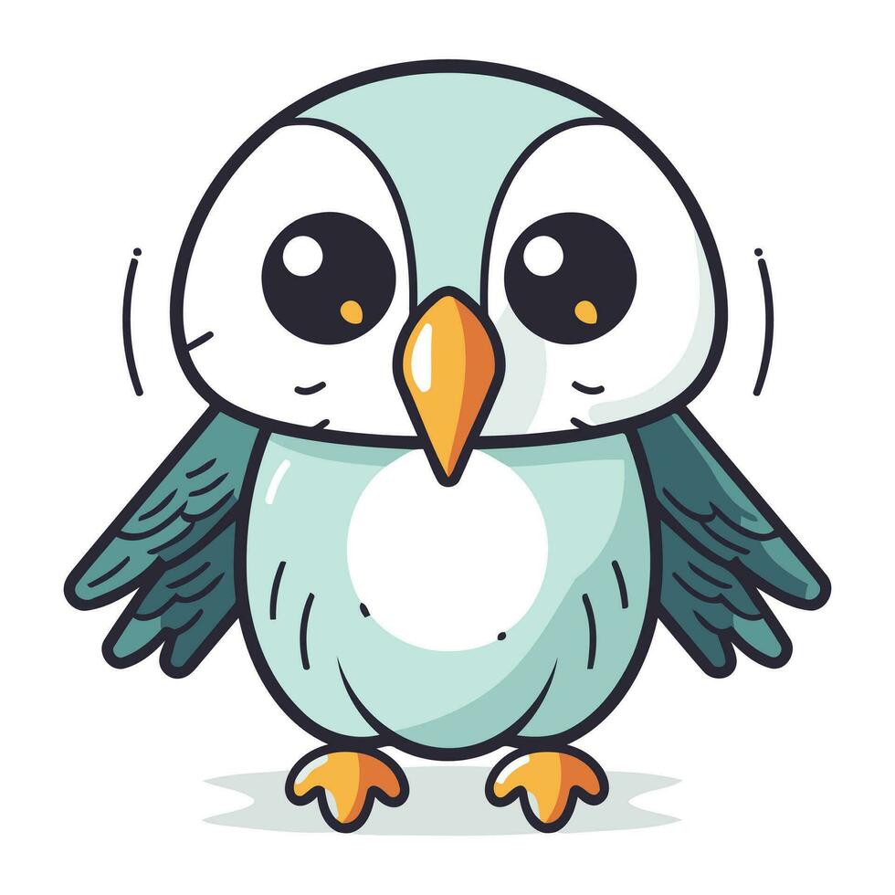 Cute Cartoon Owl. Vector illustration. Isolated on white background.