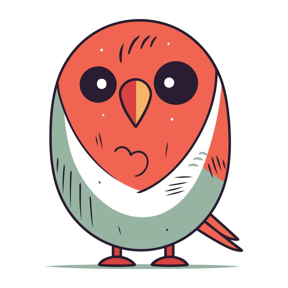 Cute cartoon red bird. Vector illustration in a flat style.