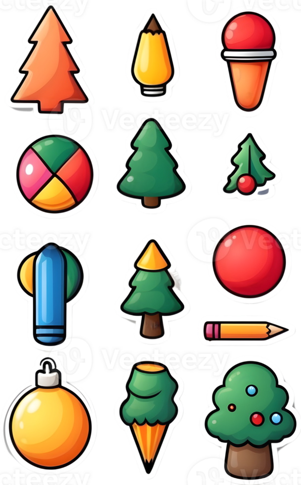 christmas icons set illustration ai generative png