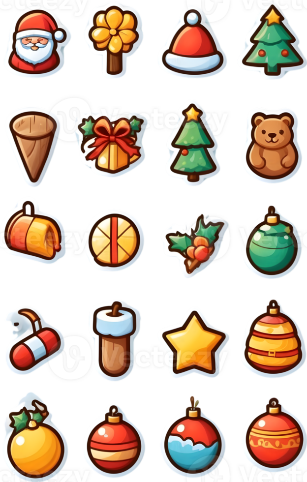 christmas icons set illustration ai generative png