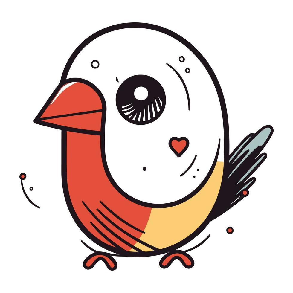 Cute cartoon vector illustration of a cute little bird in love.