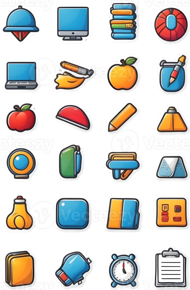 school bus icon set, set of school bus icons, school bus icons, school bus icons, ai generative png