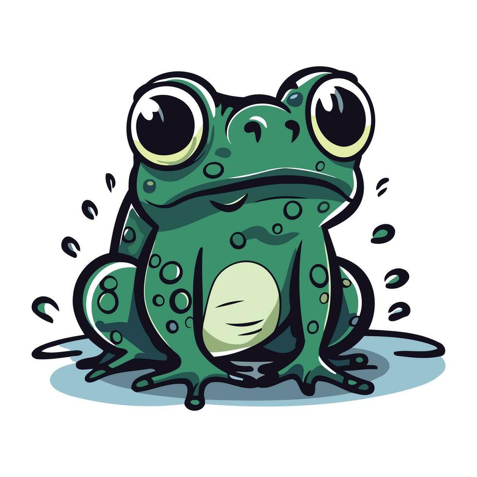 Cute cartoon frog isolated on a white background. Vector illustration.