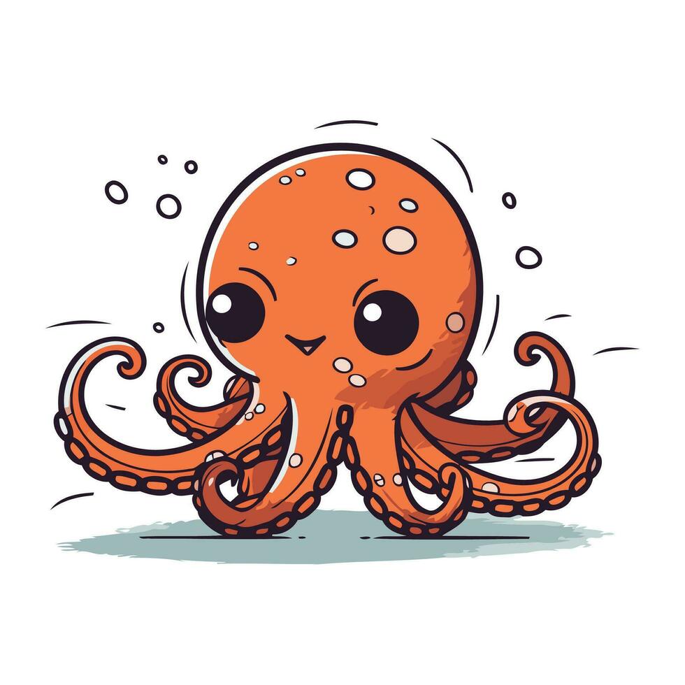 Cute cartoon octopus. Vector illustration isolated on white background.