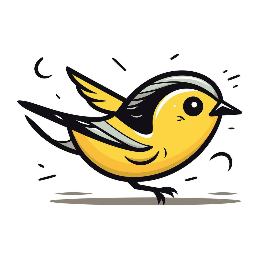 Vector illustration of a cute little bird. Cartoon style. Isolated on white background.