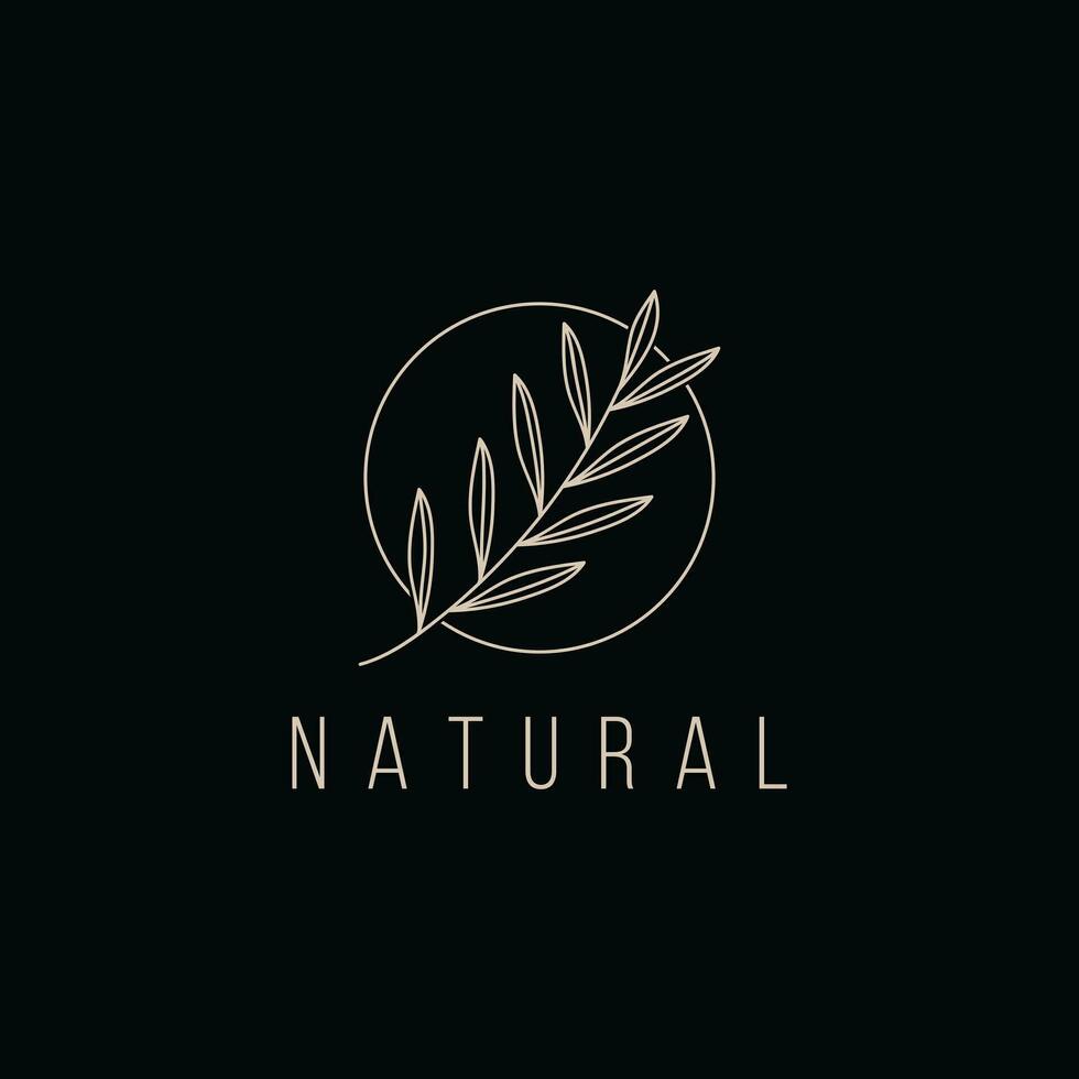 Leaf nature logo design idea with circle vector