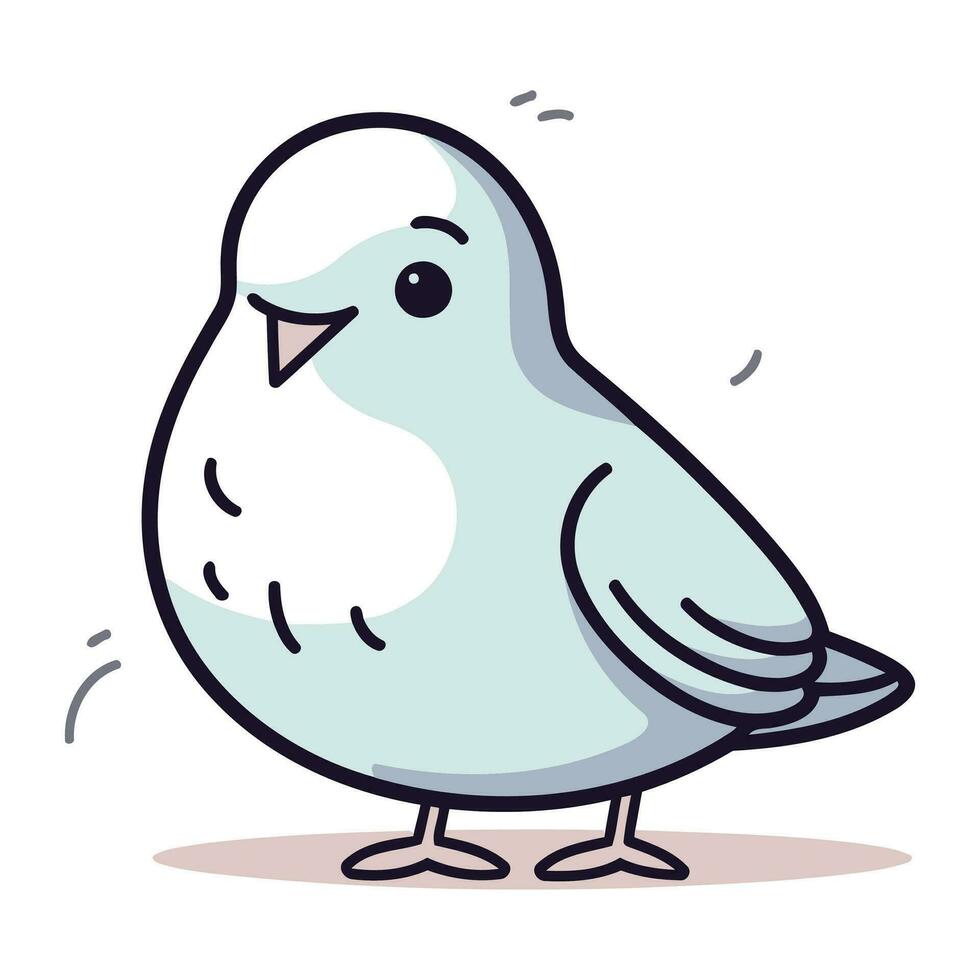 Illustration of cute little bird on white background. Vector illustration.