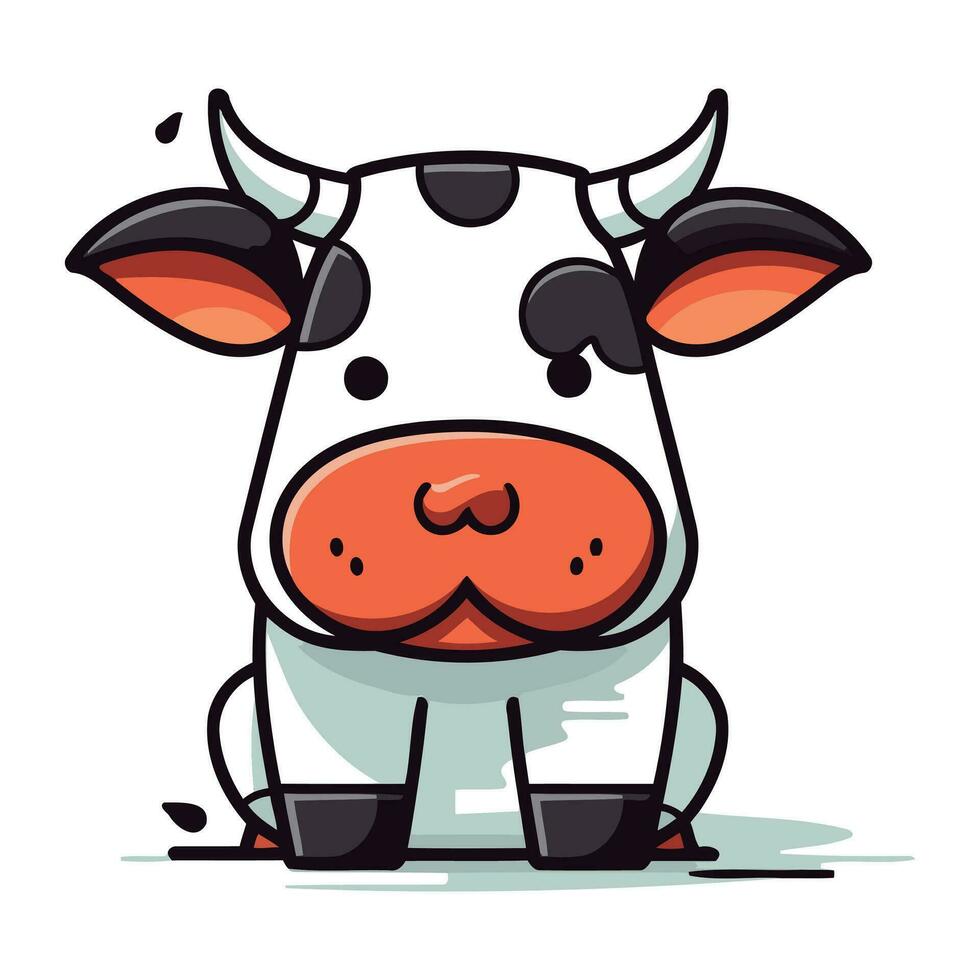 Cute cartoon cow. Vector illustration. Isolated on white background.