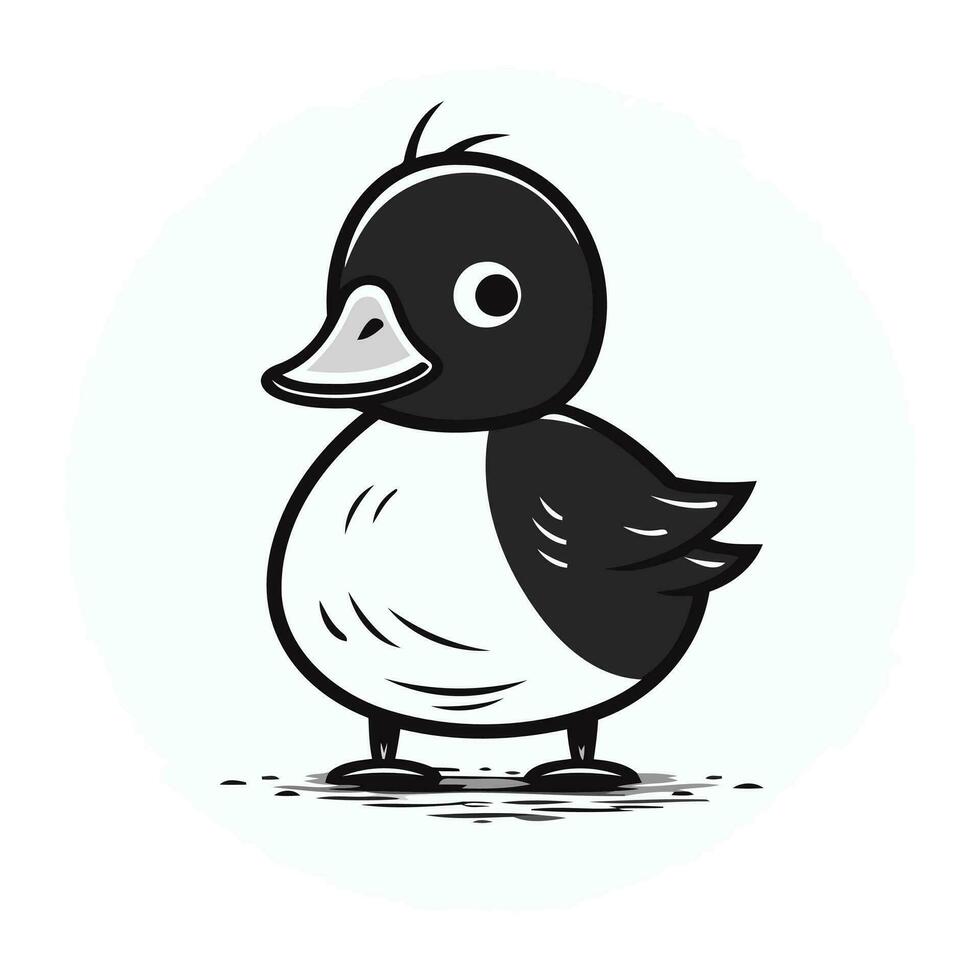 Pato vector ilustración. negro y blanco Pato aislado en blanco antecedentes.