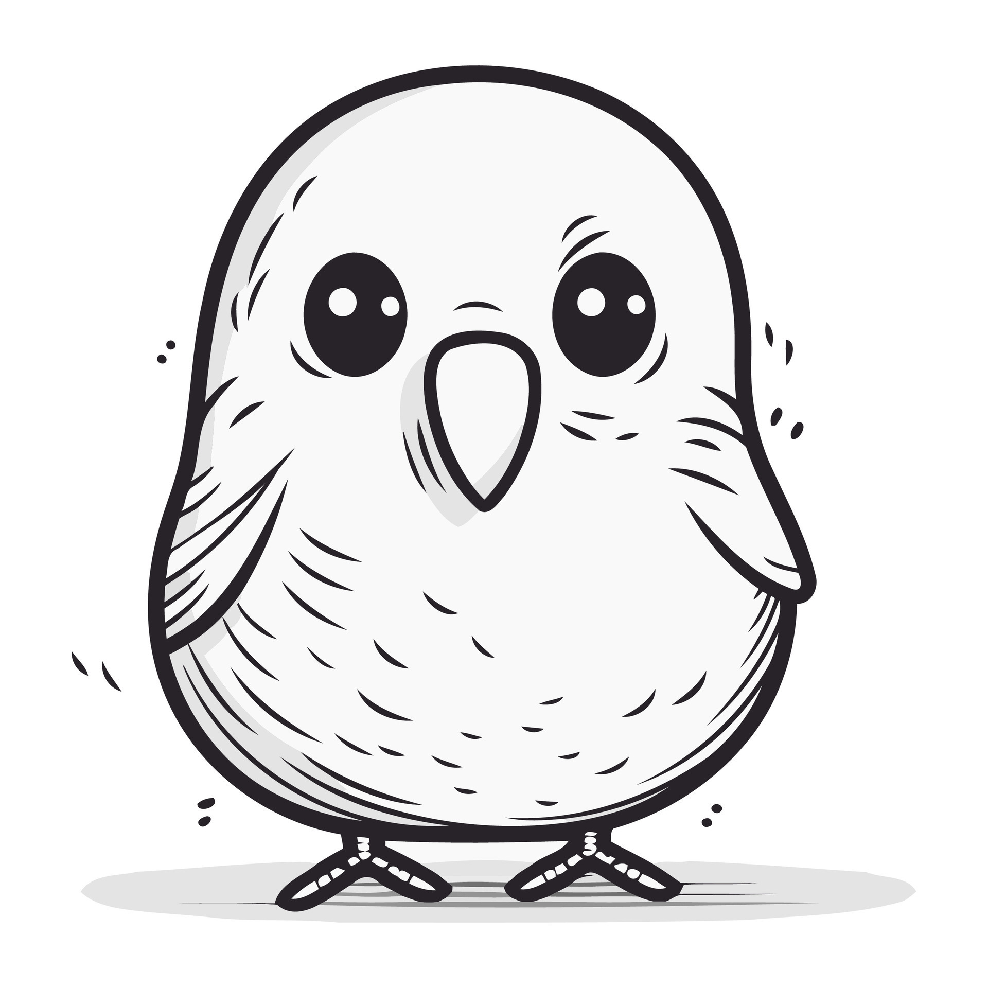 Cute cartoon bird. Vector illustration. Black and white image. 33241385