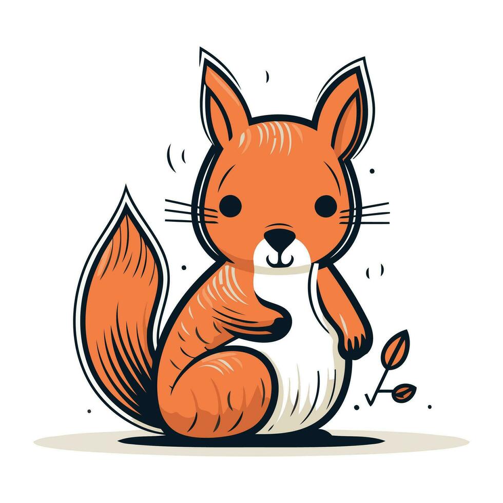 Cute squirrel. Vector illustration on white background. Cartoon style.