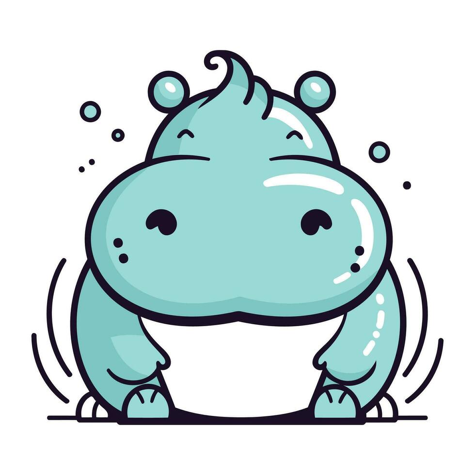 Cute hippo character. Vector illustration in cartoon comic style.