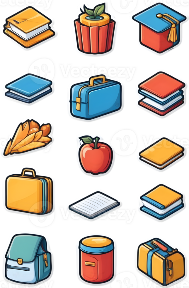 office supplies icon set, illustration ai generative png