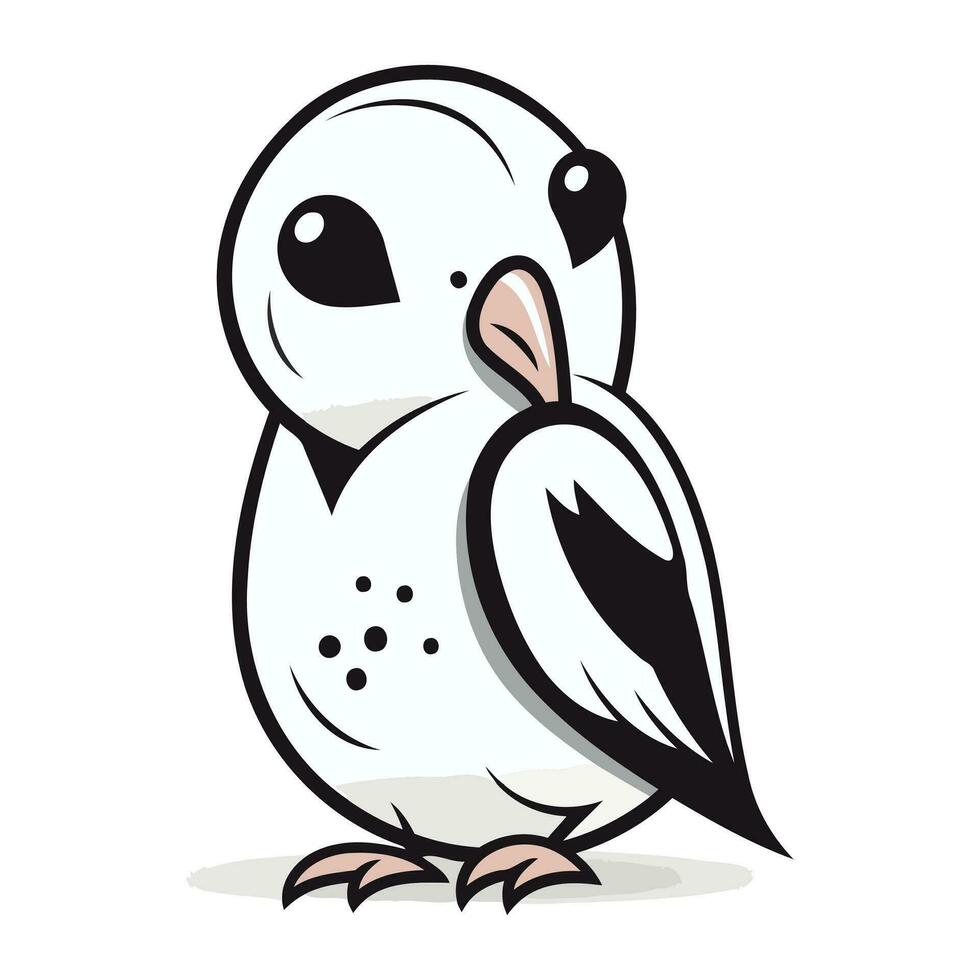 Illustration of a Cute Snowy Owl. Vector illustration.