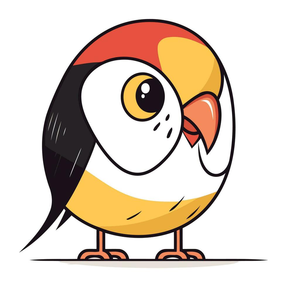 Vector illustration of cute little bird in cartoon style. Isolated on white background.