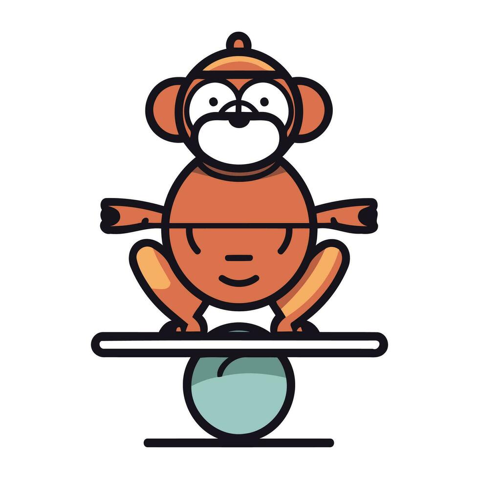 Monkey balancing on seesaw. Monkey balancing on seesaw. Vector illustration.