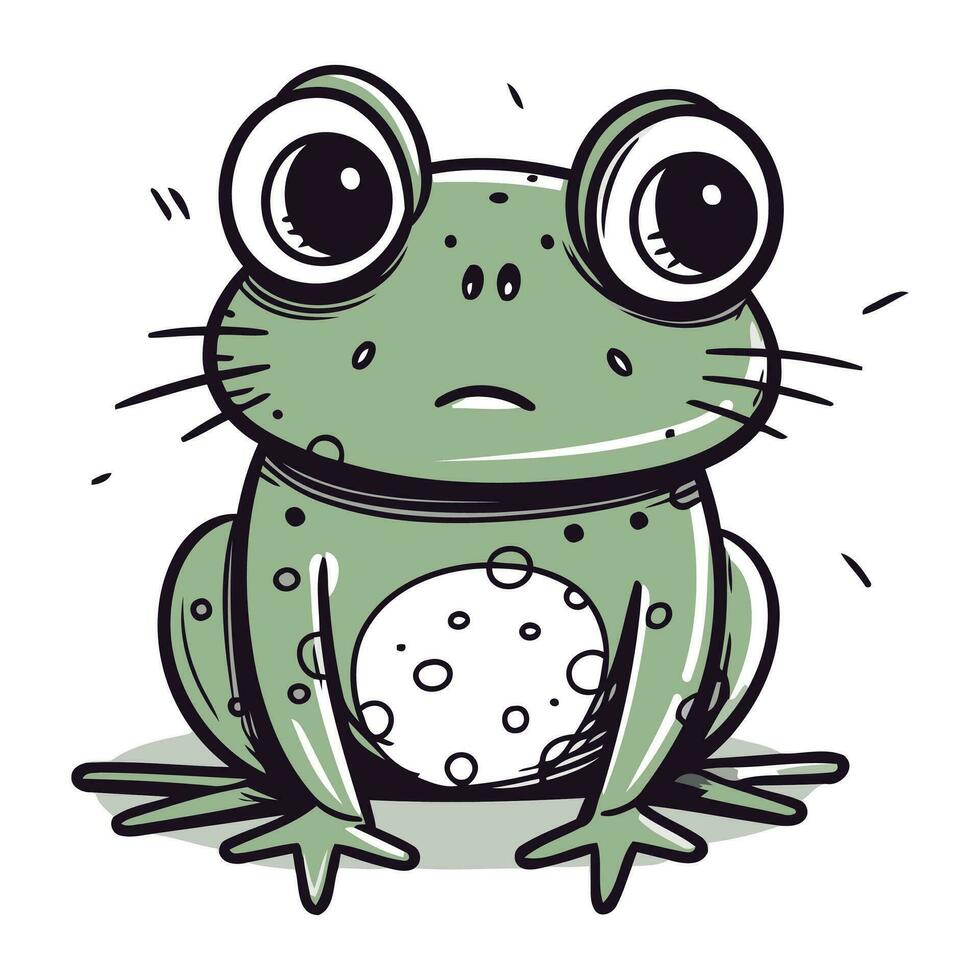 Cute cartoon frog isolated on a white background. Vector illustration.