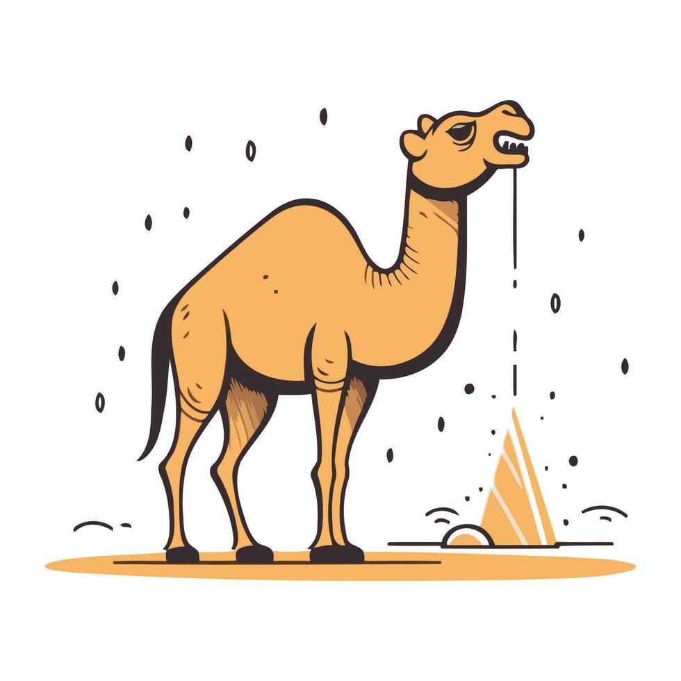 Camel on a white background. Vector illustration in flat style.