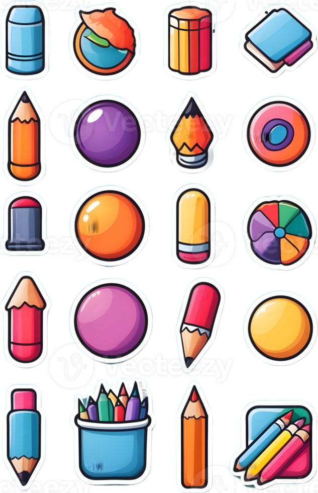 a collection of colored pencils and pens on a transparent background ai generative png