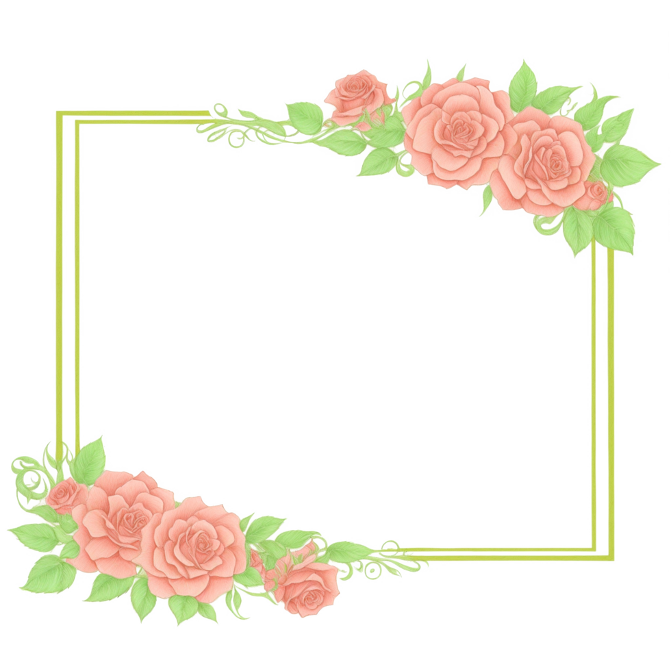 Flower border frame for invitation PNG transparent background Ai Generative