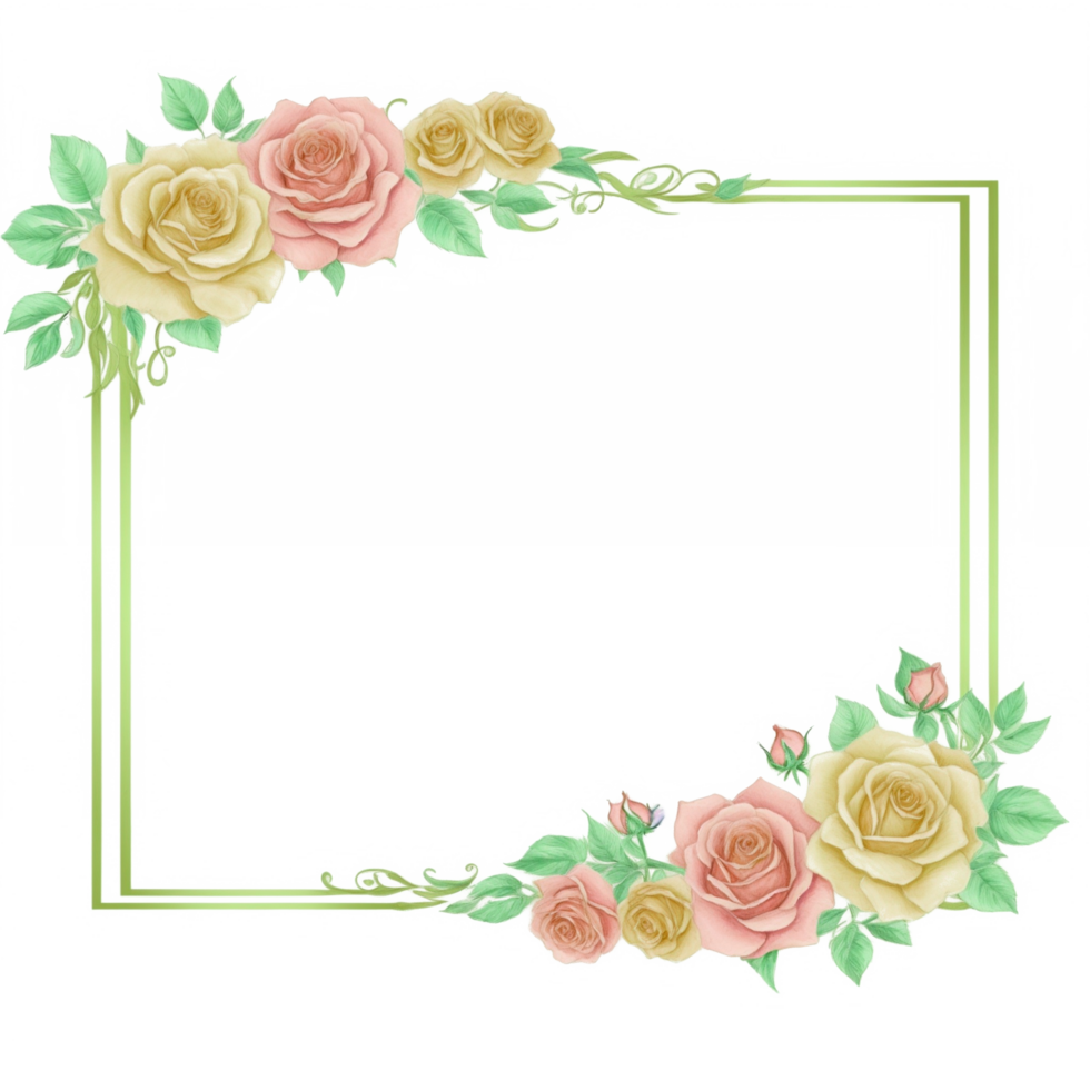 Flower border frame for invitation PNG transparent background Ai Generative