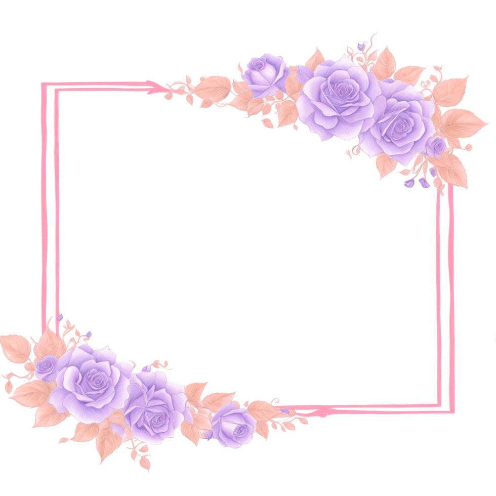 Flower border frame for invitation PNG transparent background Ai Generative