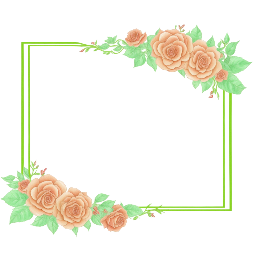 Flower border frame for invitation PNG transparent background Ai Generative