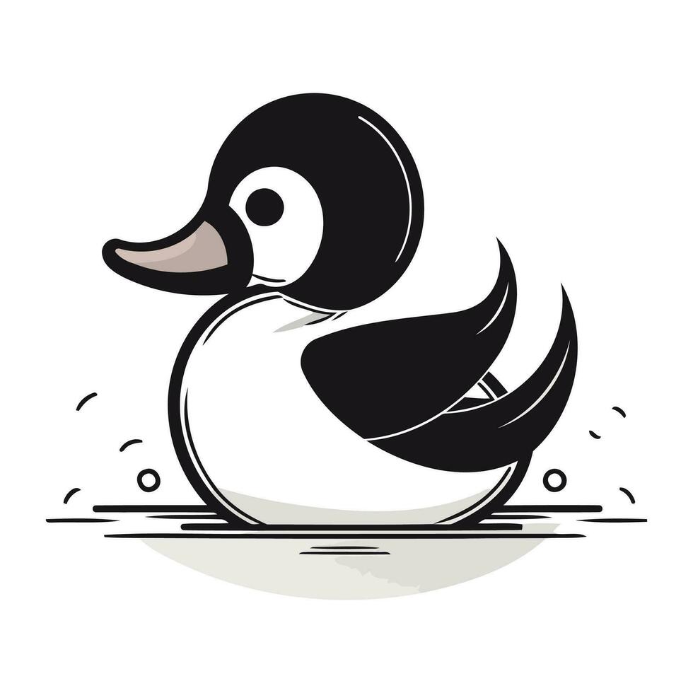 duck vector illustration isolated on white background. black and white style