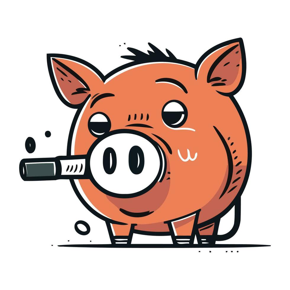 Piggy bank with thermometer. Vector illustration in cartoon style.