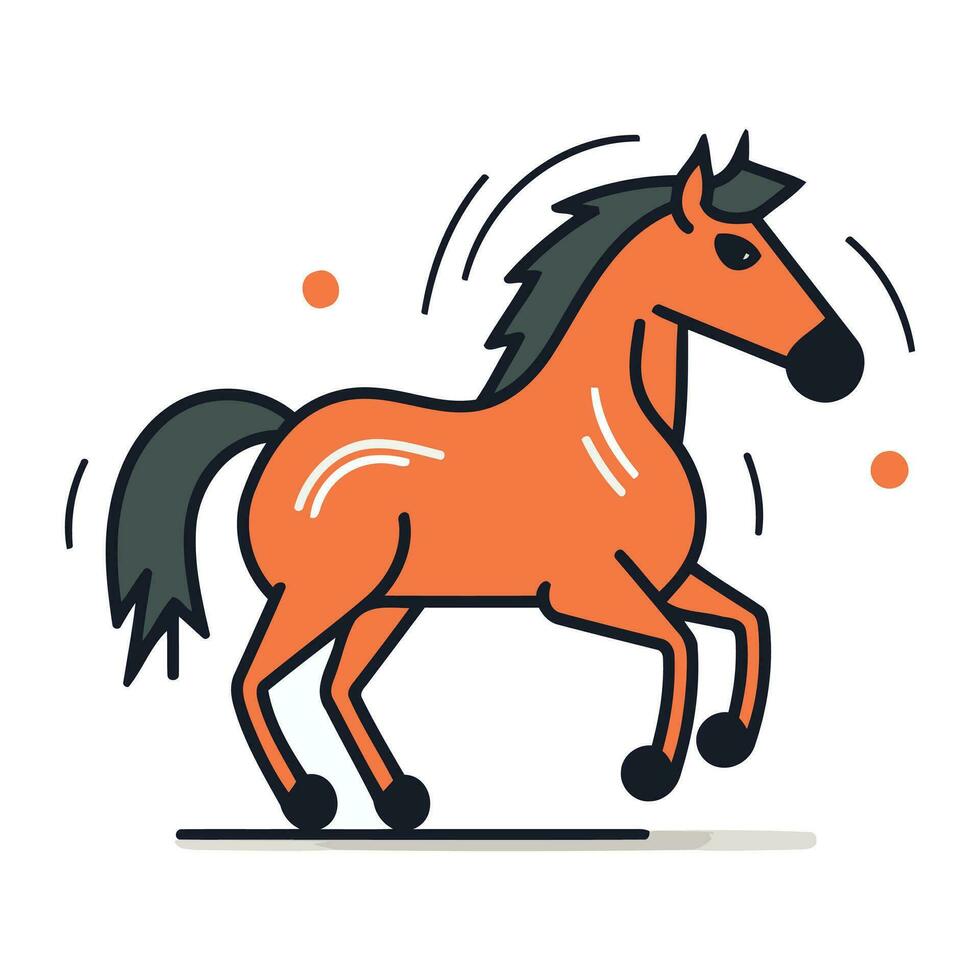 Horse icon. Vector illustration in flat linear style on white background.
