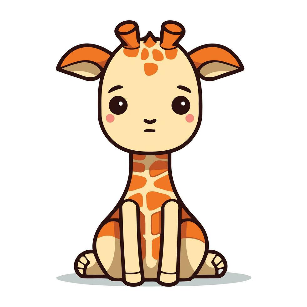 Cute Giraffe Cartoon Mascot Character Vector Illustration.