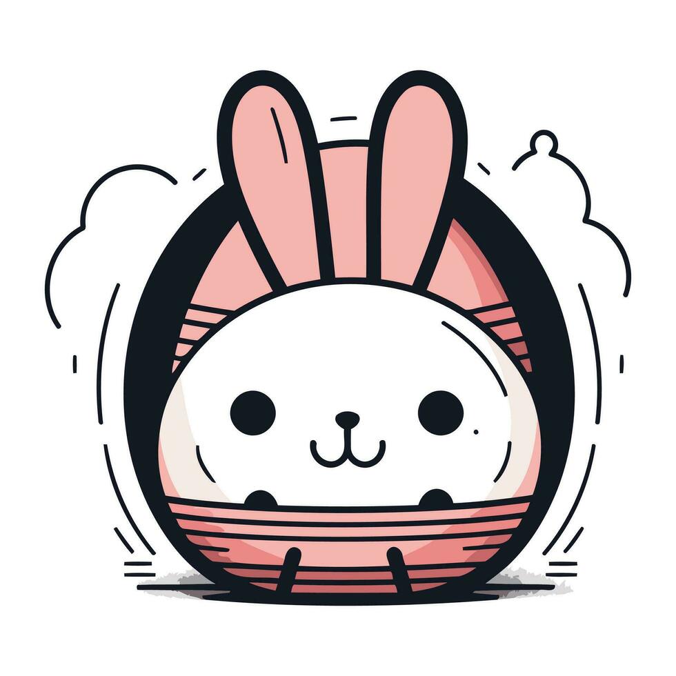 Cute cartoon bunny. Vector illustration of a rabbit with ears.