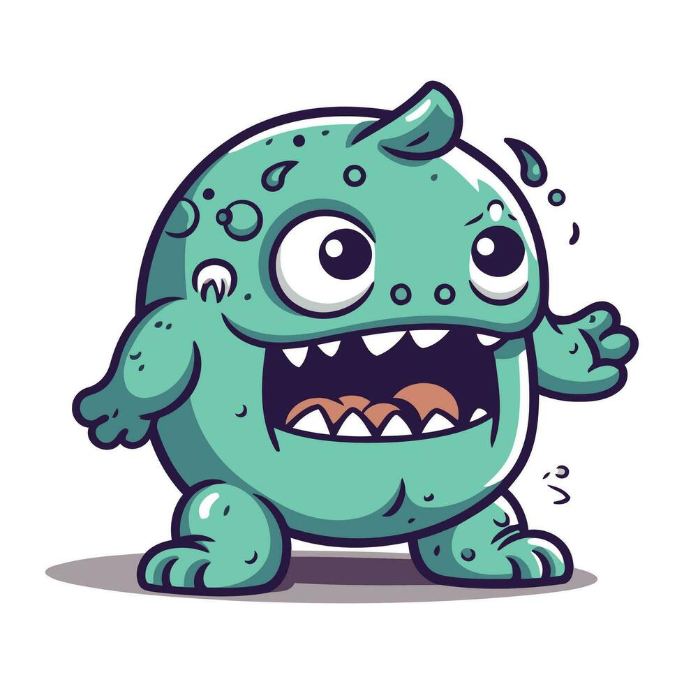 Funny cartoon monster. Vector illustration. Isolated on white background.
