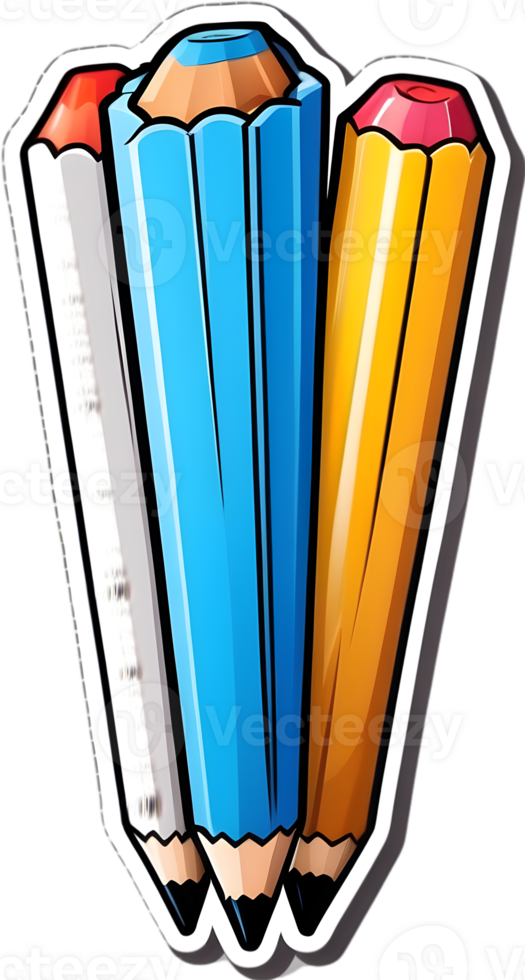 color pencils sticker, png, transparent background ai generative png