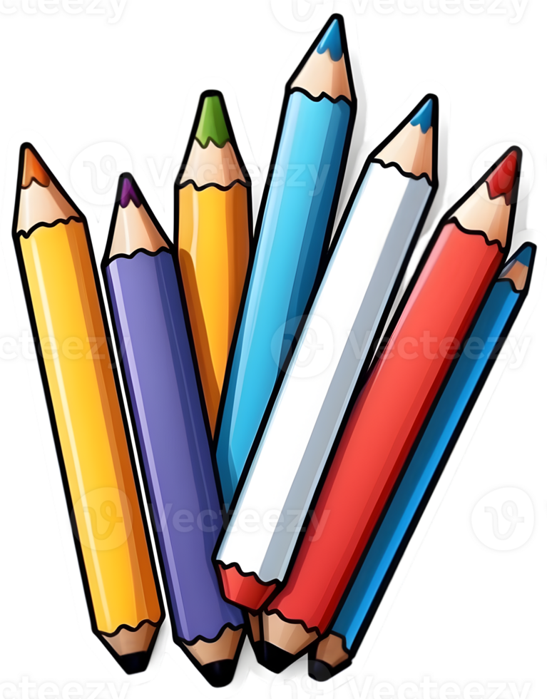 color pencils sticker, png, transparent background ai generative png