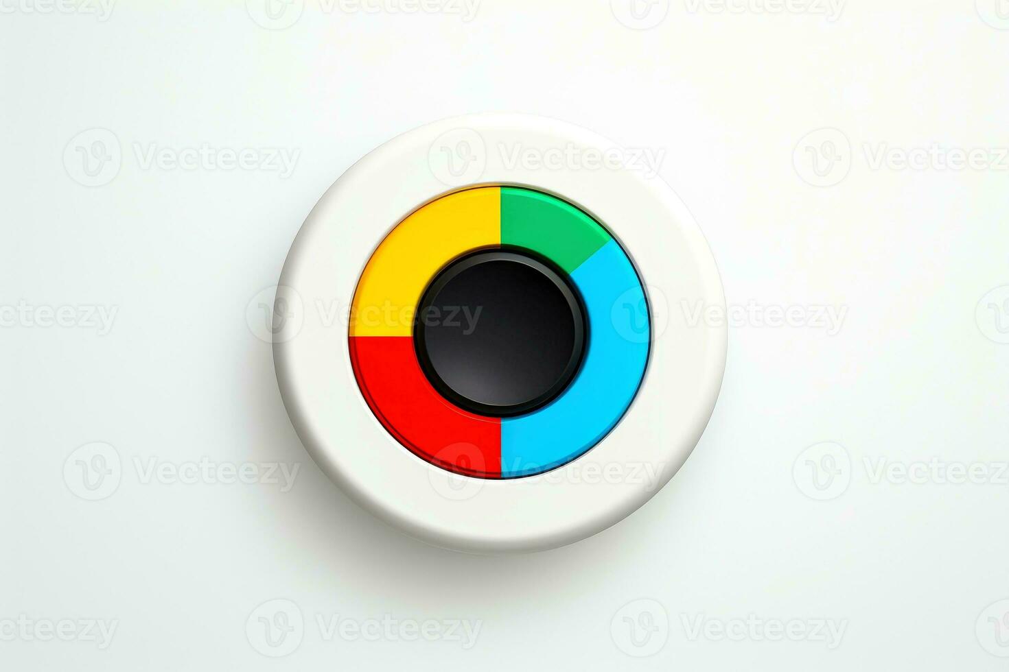 Abstract high tech multicolor button on white background, Generative AI photo