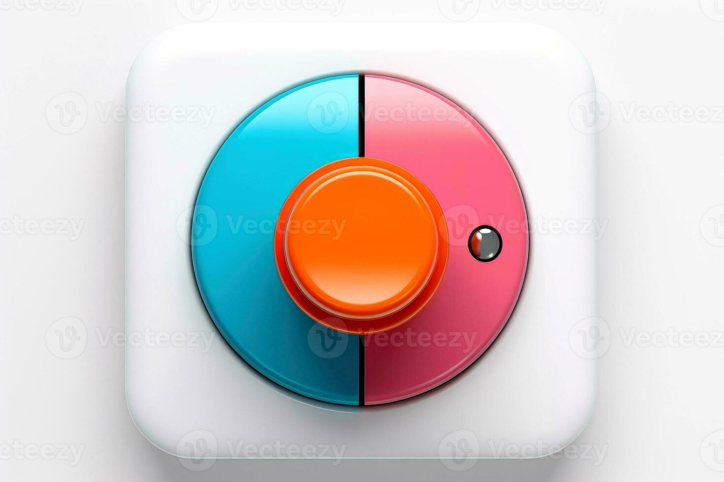 Abstract high tech multicolor button on white background, Generative AI photo