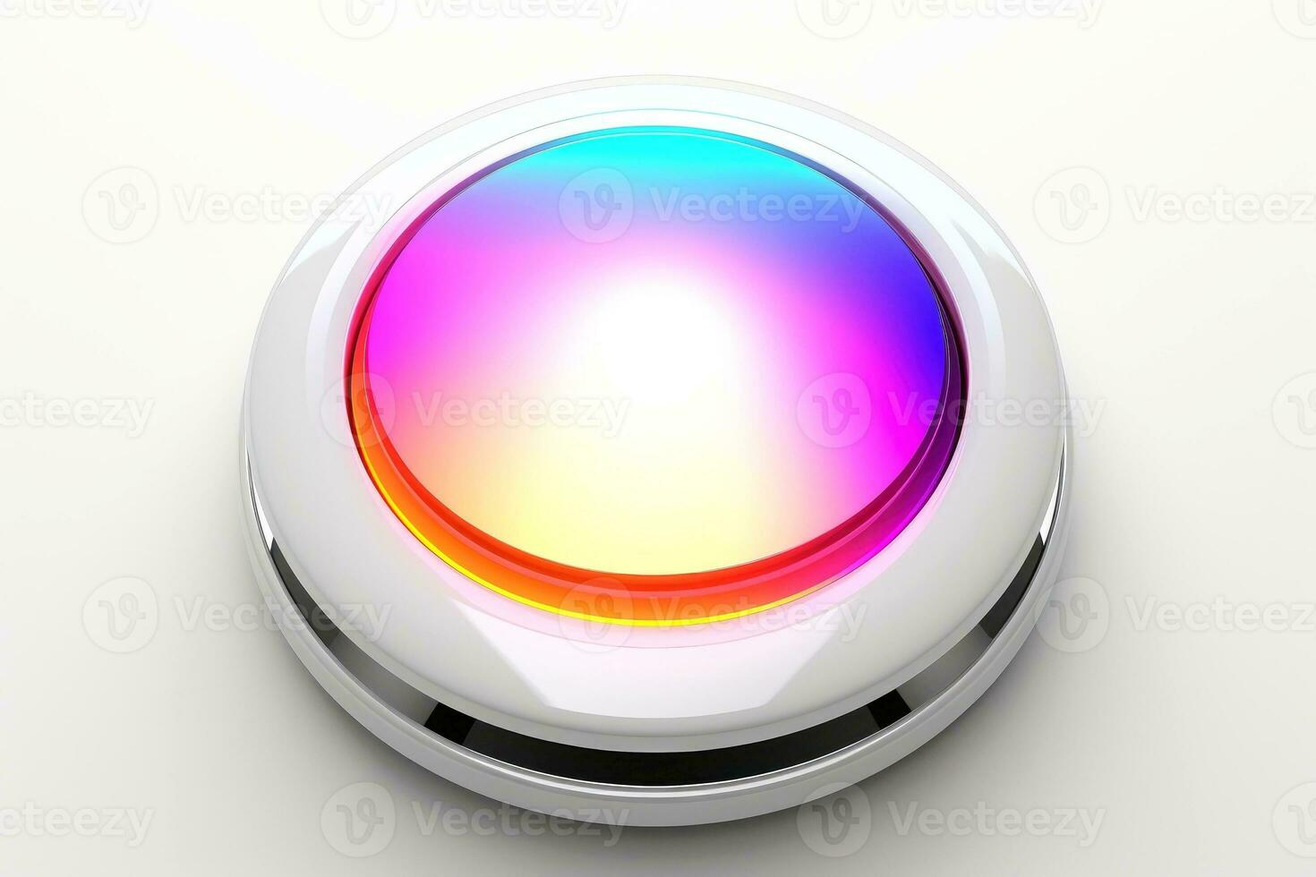 Abstract high tech multicolor button on white background, Generative AI photo