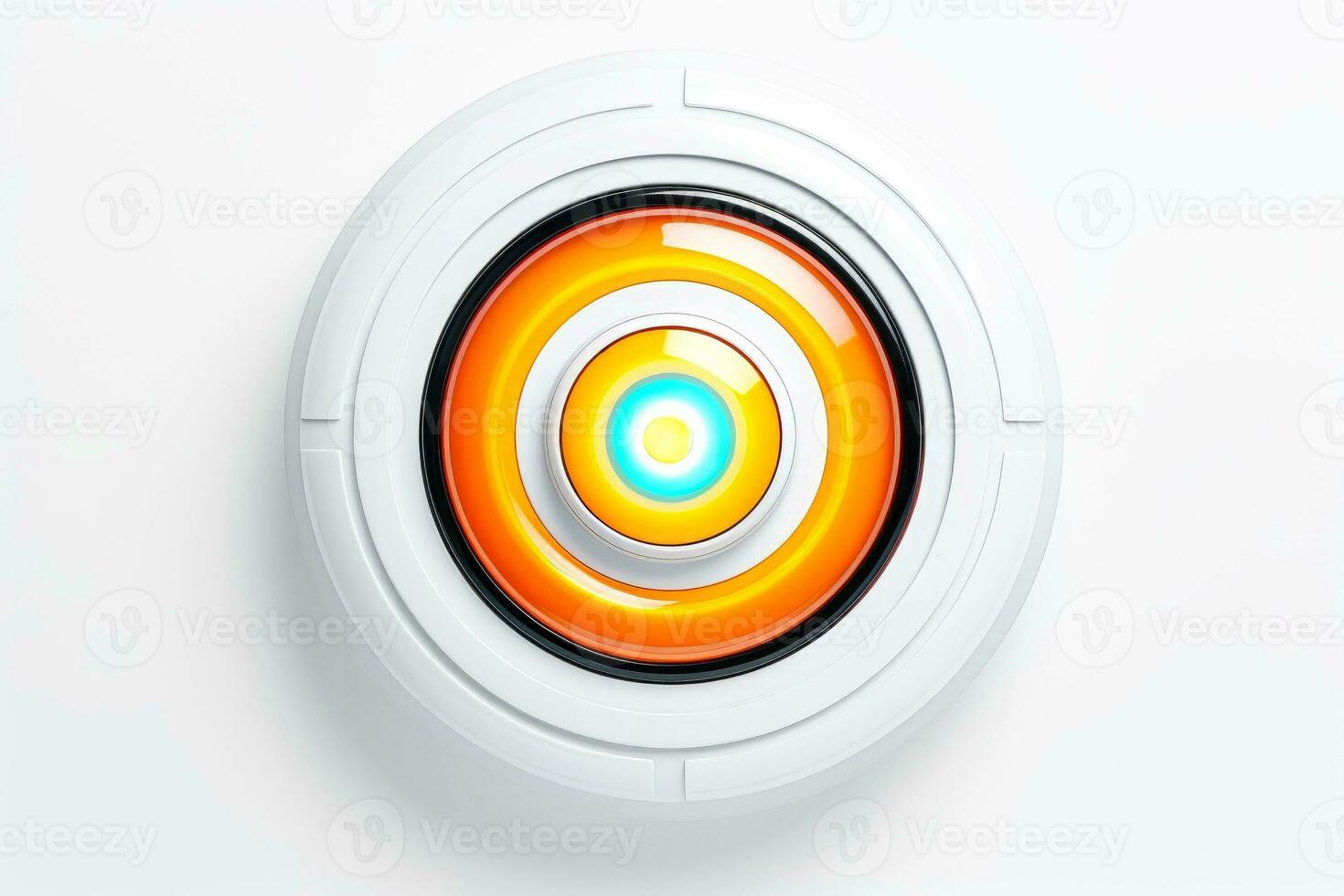 Abstract high tech multicolor button on white background, Generative AI photo